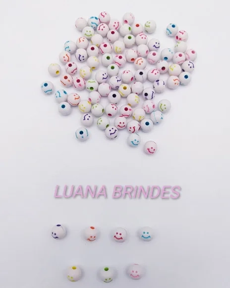 Bolinhas Com Carinha sorridente - 7mm-pct c/100 uni
