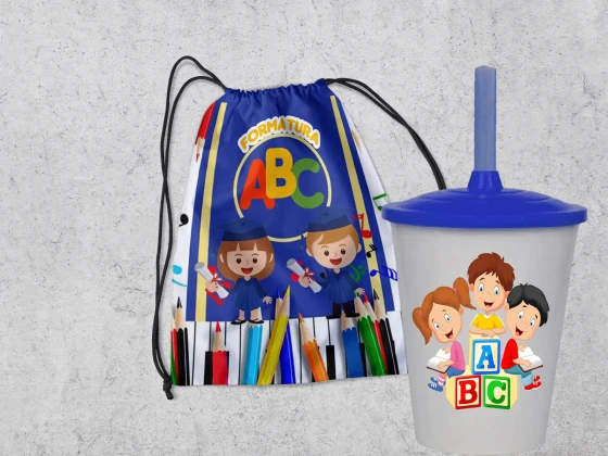 Kit Mochila e Copo Twister Formatura ABC