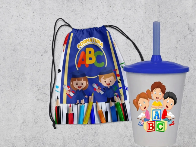 Kit Mochila e Copo Twister Formatura ABC
