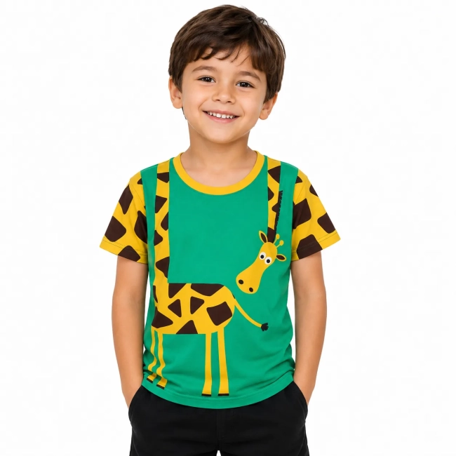 Camiseta Infantil Girafa Divertida Unissex – Fantasia Safari para Meninos e Meninas | Ricardo Fantasias