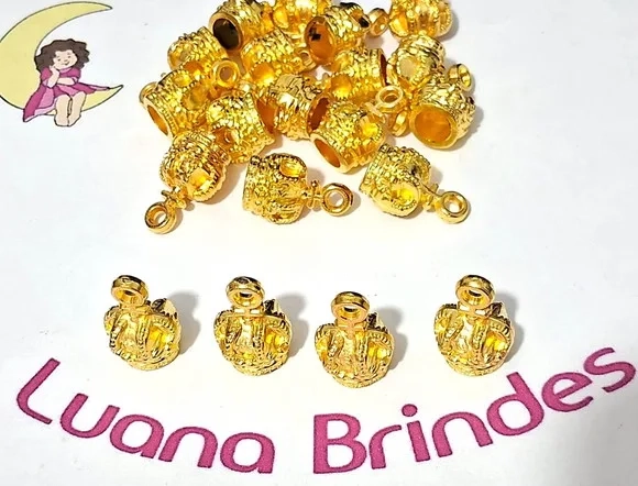Pingente Coroa Dourada Abs 2cm Pacotes C/30 Unidades