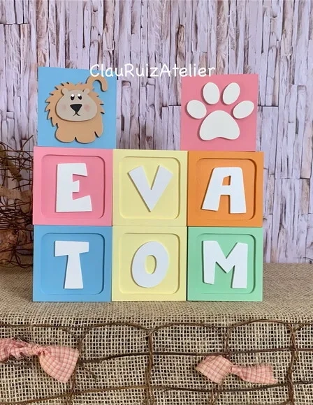 Decoração Bebê - Cubos 8x8cm Ts Safari - Chá Revelação