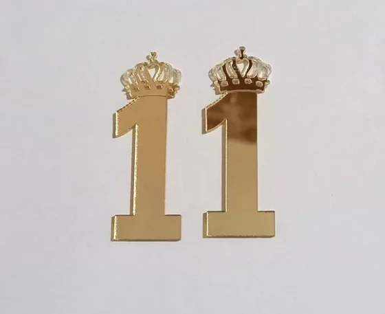 Aplique Numero 1 de Acrílico Espelhado Dourado - 4 Peça