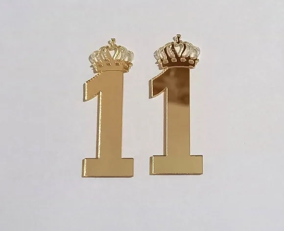 Aplique Numero 1 de Acrílico Espelhado Dourado - 4 Peça