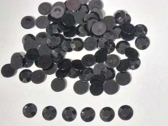 Chaton Preto Redondo 12mm Sextavado Pacote com 100 Unidades
