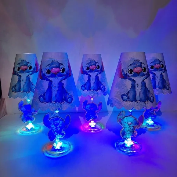 Centro de Mesa Abajur com Led - Stitch Aquarela