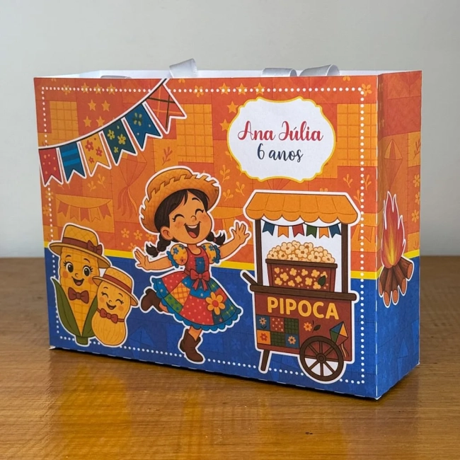 PEGUE E MONTE - Sacolinhas Personalizadas FESTA JUNINA LARANJA OPÇÃO 2 - Decoração de Festa | Lembrancinhas | Aniversário | Personalizados
