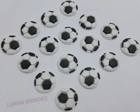 Aplique Mini Bola de Futebo de Borracha Pct 20 Unidades