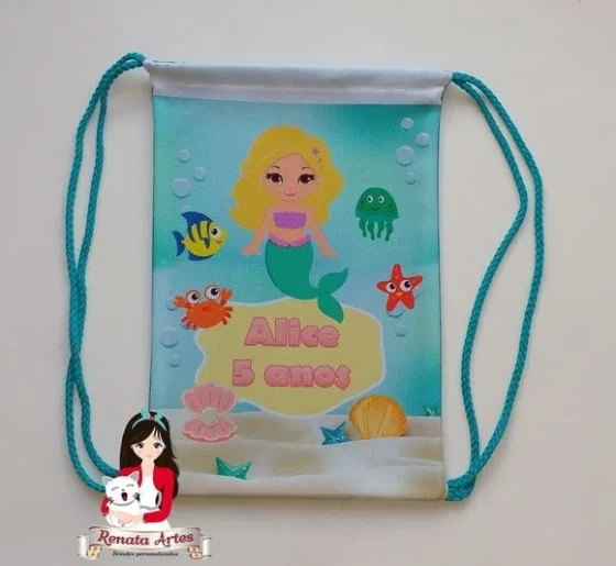 Mochila de Tecido Personalizada Sereia
