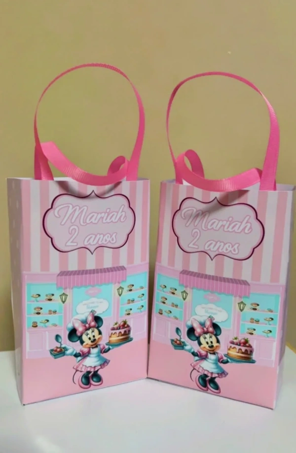 Sacolinhas Personalizada Minnie Confeiteira Lembrancinhas Para Aniversário