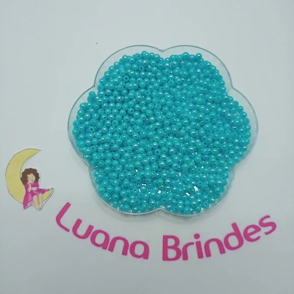 Miçanga Leitosa Furta TIffany 4mm Pacote 60 Gramas