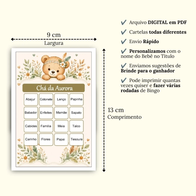 Bingo Chá de Bebê Menina PDF Para Imprimir