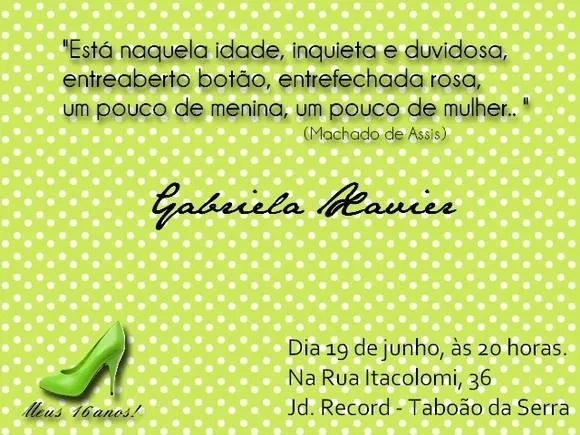 Convite 15 anos - 10x15cm c/ Envelope
