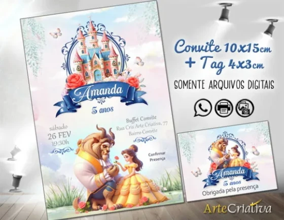 Convite Digital C/tag a Bela e a Fera 5