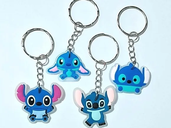 Chaveiro Stitch Florescente Emborracha Pacote com 4 Unidades