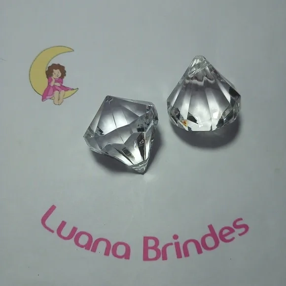 Diamante Pingente Transparente Acrílico 4cm Pct 3 Unidades