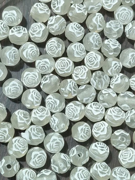 Bola Flor Fosca com Branco 8mm Pacotes com 100 Unidades