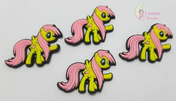 Aplique Poney Amarelo Personagem de Borracha - Pct C/6 Unid