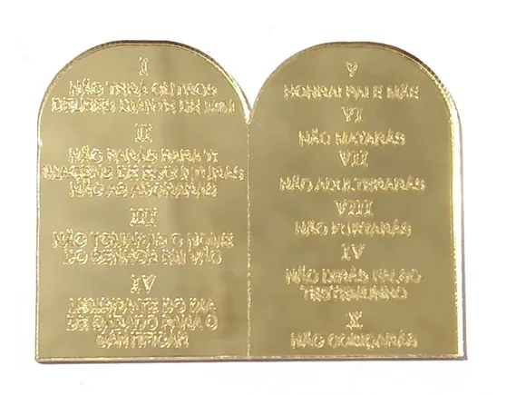 Aplique 10 Mandamentos Acrilico Espelhado Pacote C/5 Unidade