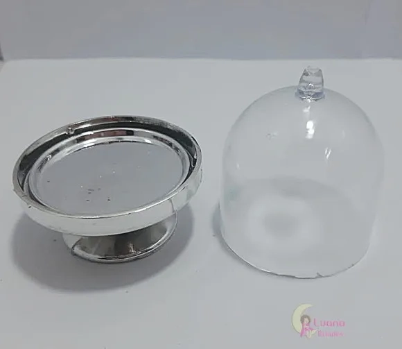 Mini Cúpula Transparente e Prata de Acrílico - Pct C/5 Unid