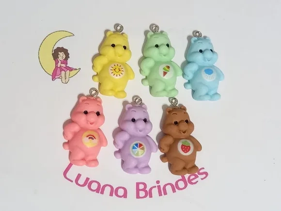 Pingente Ursinhos Carinhosos em Resina Pct c/ 6 Unidades