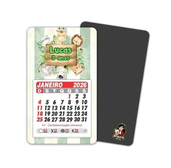 Imã de Geladeira com Calendário Safari