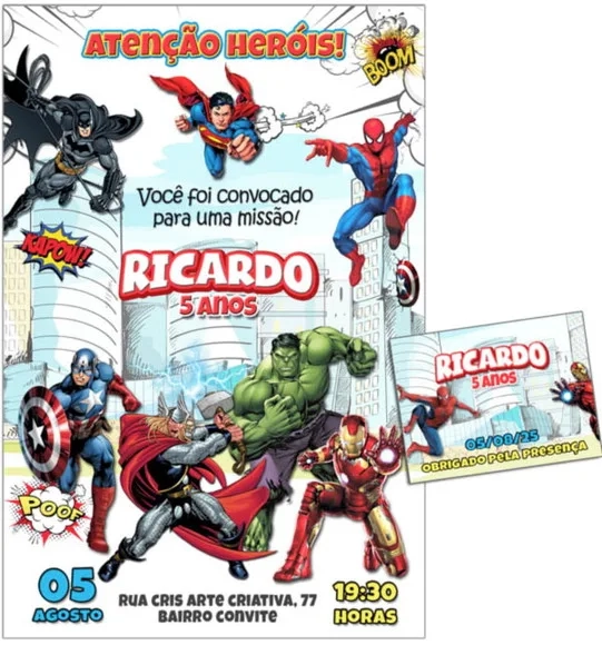 Convite Digital C/tag Herois Gibi 3