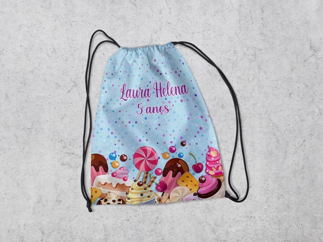 Mochilinha Personalizada Doces e Guloseimas