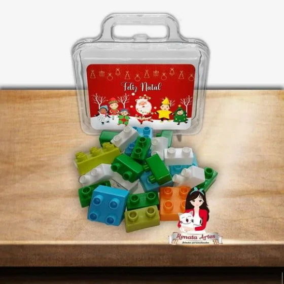 Maleta Personalizada com Blocos de Montar no Tema Natal Novo