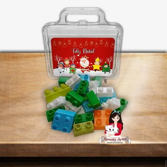 Maleta Personalizada com Blocos de Montar no Tema Natal Novo