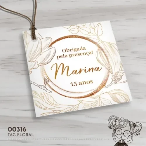 Tag Quadrada Floral - 00316