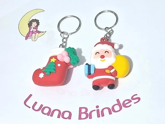 Chaveiro Natal Emborrachado 3d Pacote com 2 Unidades