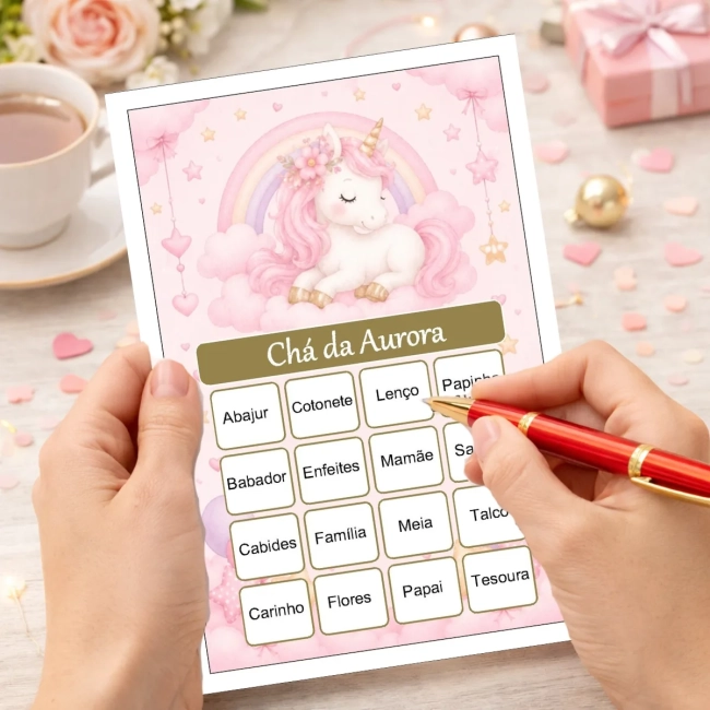 Bingo Chá de Bebê Menina Pdf Para Imprimir
