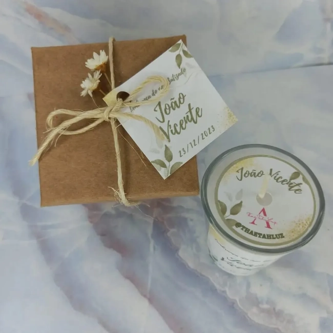 10 unidades Vela Aromática no Copo Lembrancinha Personalizada Batizado,Casamento, Aniversario e etc. Fazemos Qualquer Tema