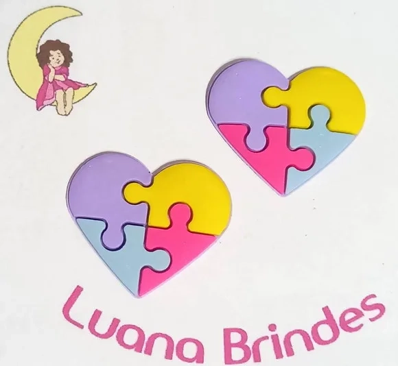 Aplique Coração Autismo Lilás Emborrachado - 6 Peças