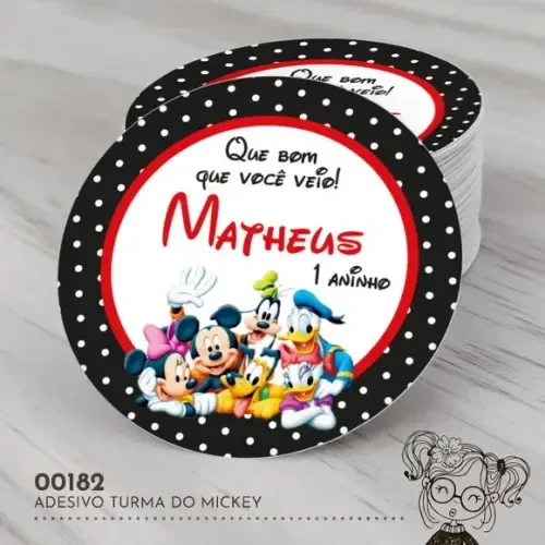 Adesivo Redondo Turma do Mickey - 00182