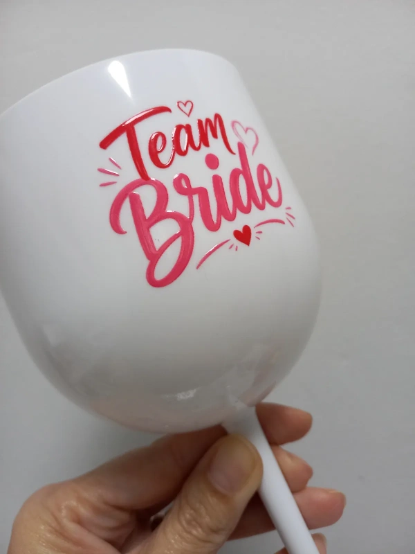10 Taça 550ml Team Bride Personalizada DTF Acrílica Branca | Despedida de Solteira | Chá da Noiva