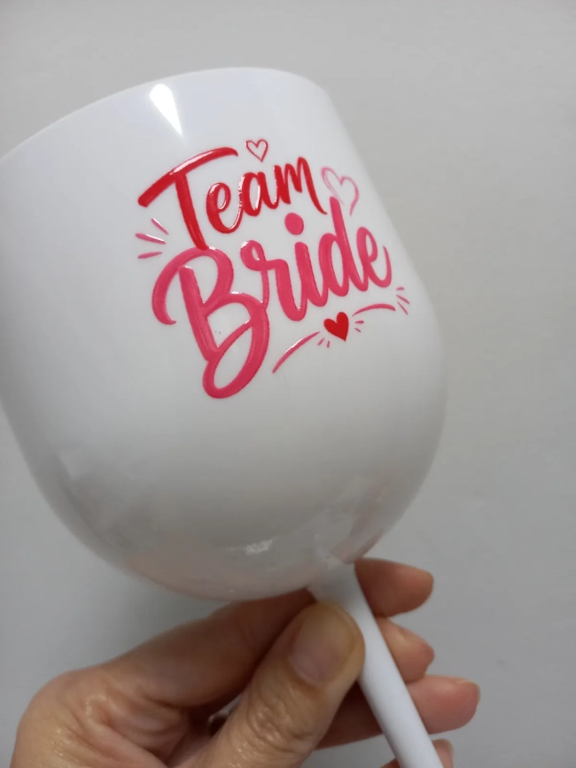 10 Taça 550ml Team Bride Personalizada DTF Acrílica Branca | Despedida de Solteira | Chá da Noiva