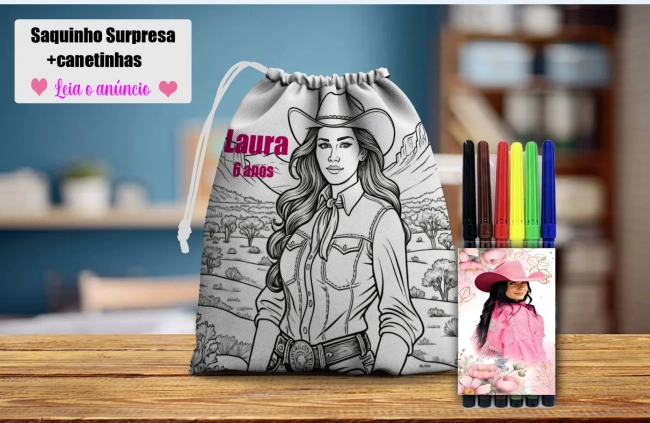 Saquinho Surpresa pinte e lave com Canetinha Ana Castela