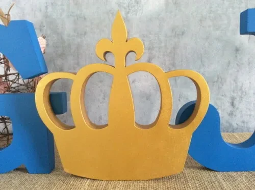 Letras de MDF -Iniciais com Coroa de Mesa