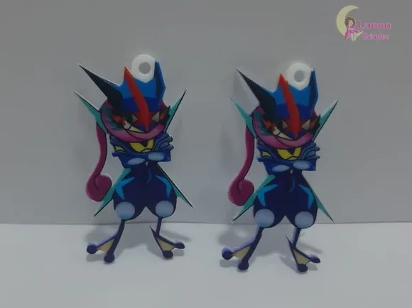 Pingente Pokémon Greninja de acrílico U.V Pct 3 unid