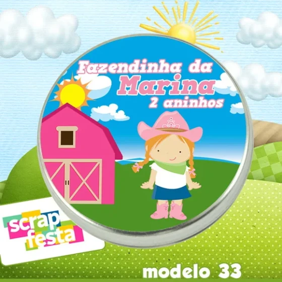 Latinhas Personalizadas Festa Fazendinha Menina Rosa