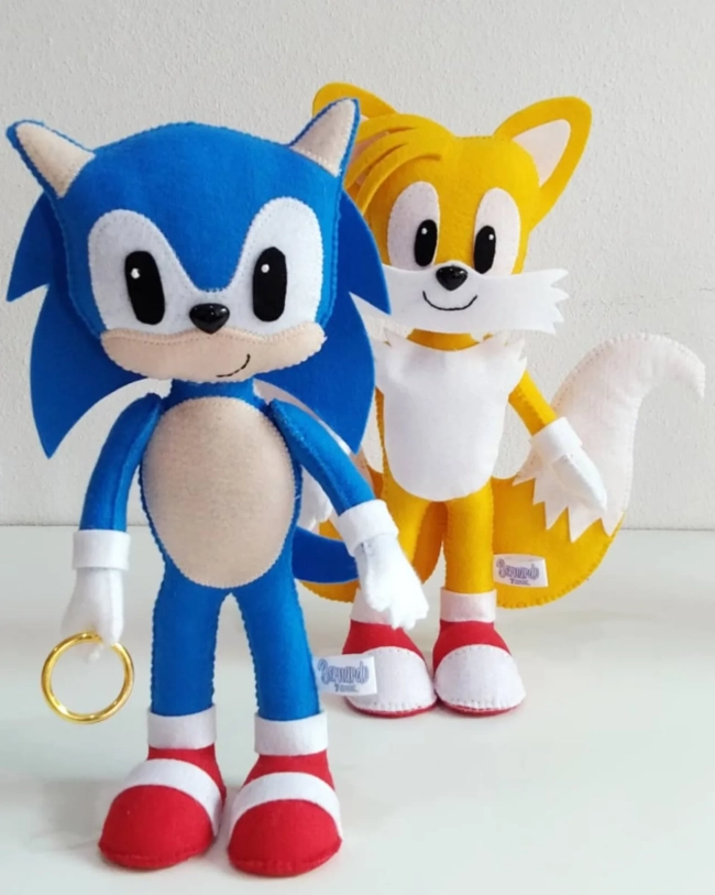Sonic em Feltro - centro de mesa.