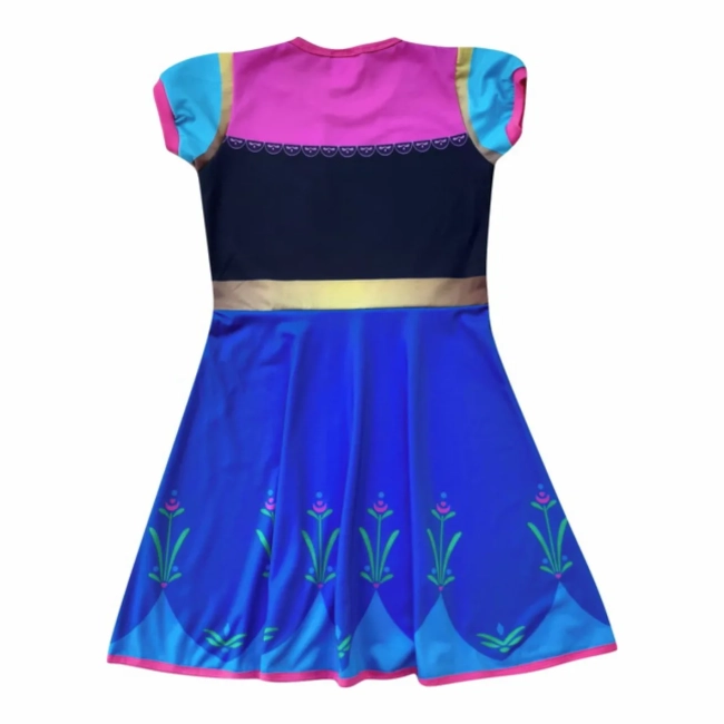 Vestido Infantil Fantasia Princesa do Gelo e das Neves Azul com Colete Bordado