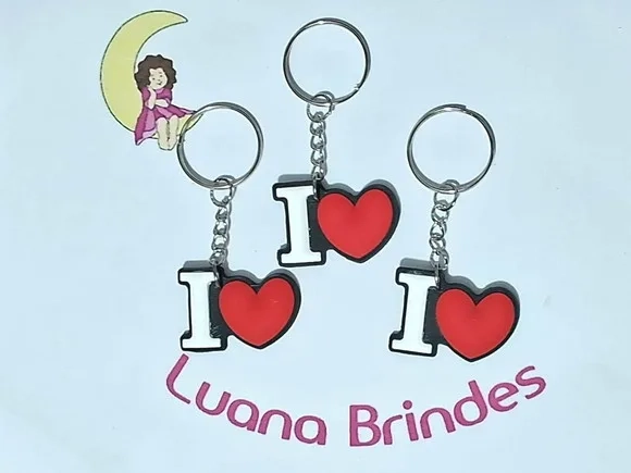 Chaveiro I Love Emborrachado Pacote com 6 Undiades