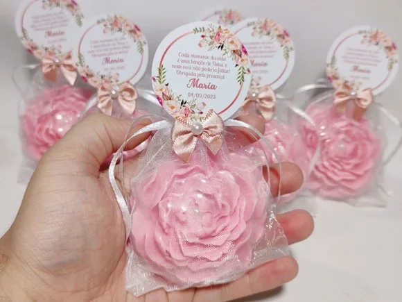 Lembrancinha de Aniversário 80 Anos: Sabonete Flor Peônia