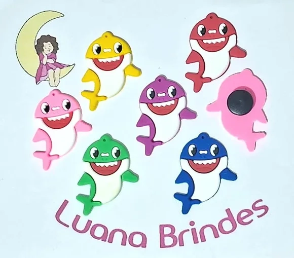 Pins de Crocs Baby Shark Emborrachado Pacote com 6 Unidades