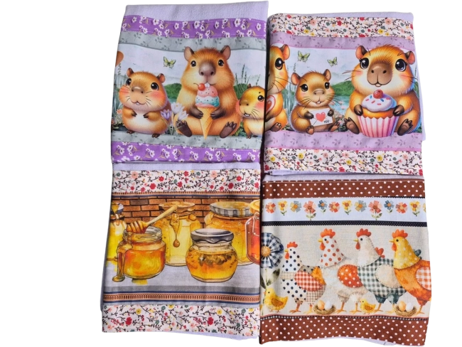 Pano de Prato Atoalhado 50x70cm Estampas Fofas Cozinha Gourmet Barrado Decorado