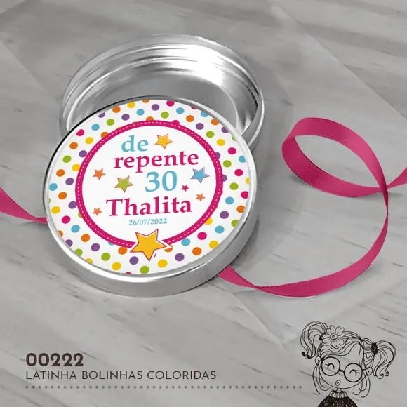 Latinha Adesivada Bolinhas Coloridas - 00222