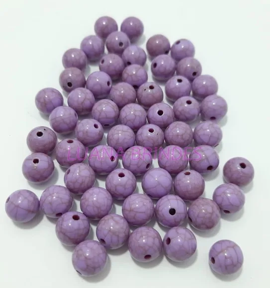 Bolinha Acrilica Lilás Riscadinha - 10mm - pct c/100 unid